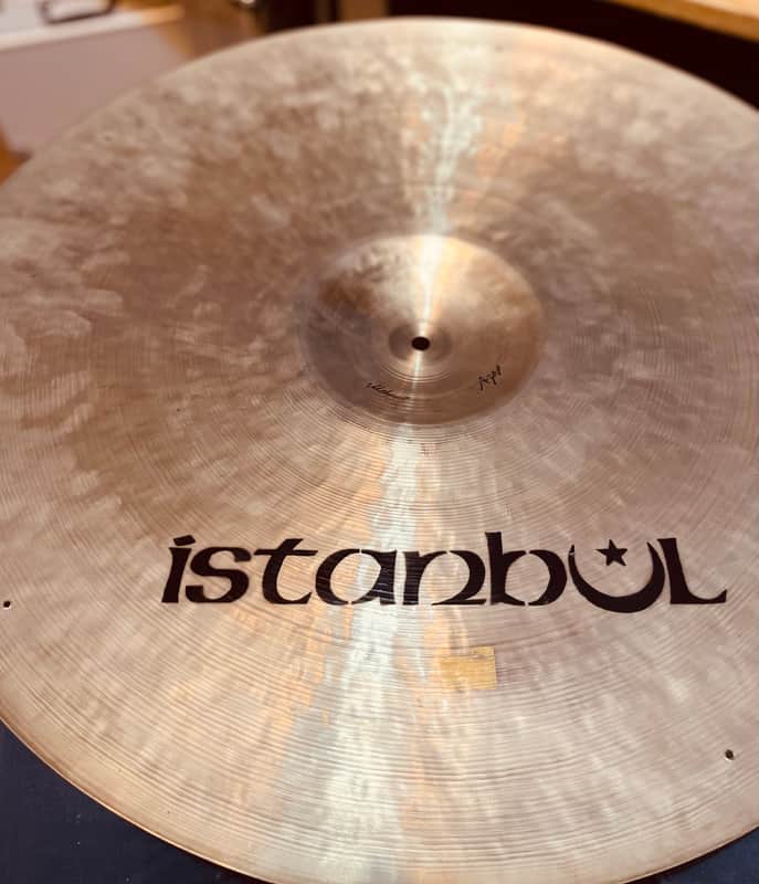 Vintage 1980s Istanbul Pre Split Stencil Logo 24” Ride Cymbal 4000g, with rivets image 1