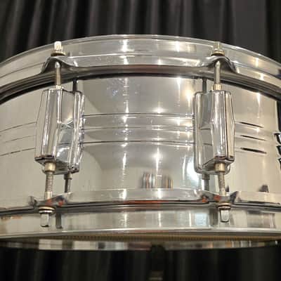 Pearl Stewart Copeland Chrome over brass model B4214 10 lug snare drum 1970s - Chrome image 10
