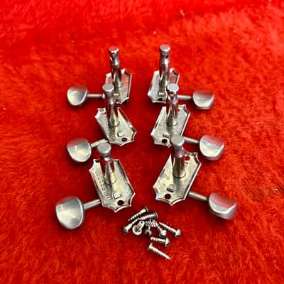 Kluson Double line guitar tuners c 1965 - Nickel original vintage USA Gibson Martin Rickenbacker 3x3 image 2