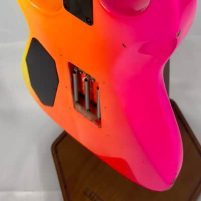 Zion Radicaster Super Strat Custom 1980’s - Pink / Red Neon Dancing Blood image 18