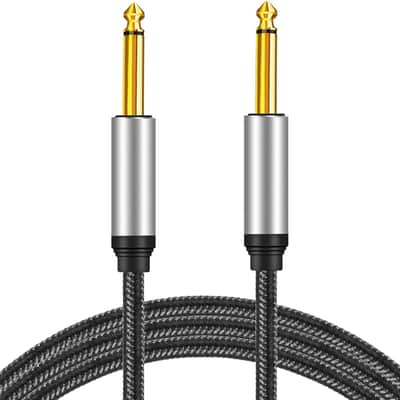 6.35mm Instrument Cable 3Ft,Silver Color Premium 6.35mm Mono Jack 1/4" TS Cable Unbalanced Guitar Patch Cords/Instrument Cable Male to Male with Zinc Alloy Housing and Nylon Braid(3Ft/1M) image 2