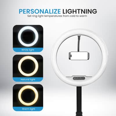 iDance LED Ring Light with Cell Phone Holder, 10", USB Powered with Bluetooth Remote Control and Foldable Adjustable Tripod Stand, Selfie, Makeup Ring Light image 2