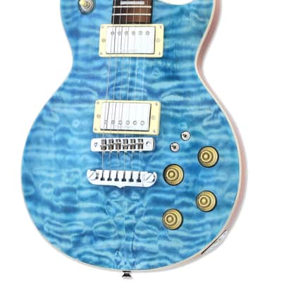 Aria Pro II PE-480-SEBL Electric Guitar See Thru Emerald Blue image 2