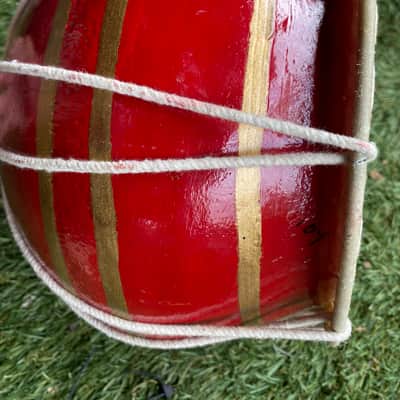 Earthenware Indian Tabla Drums Red Body Animal Rawhide image 3