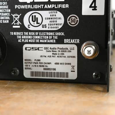 QSC PL380 Powerlight 3 Series 2-Channel Power Amplifier CG012GK image 9