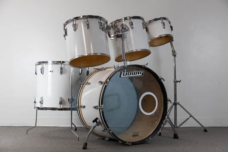 1980s Ludwig White Cortex "Concert Tom" Drum Set image 1