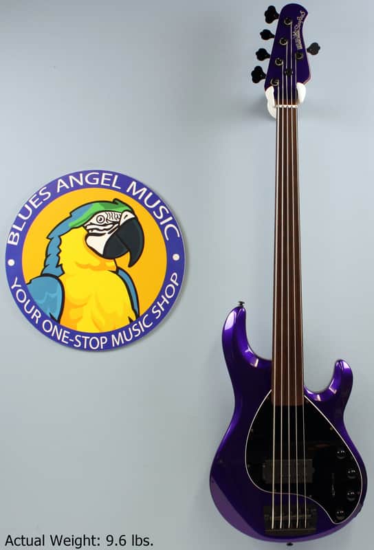 2017 Ernie Ball Music Man StingRay-5 H 5-String Fretless Bass, Firemist Purple image 1