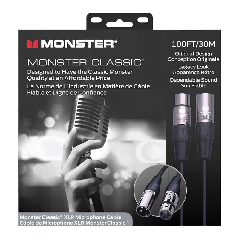 Monster Classic Microphone cable 100ft/30m XLR M/F (60013) - Black image 1