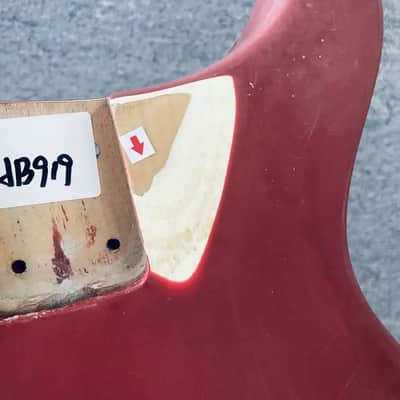 Red Basswood Double Cutaway Guitar Body, String Thru Bridge image 7