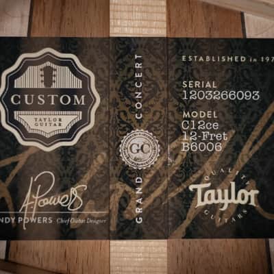 Taylor Custom Shop C12ce 12-Fret B8006 2026 Catch Event #6 Grand Concert Acoustic/Electric Guitar - Lutz Spruce / Big Leaf Maple with Hardshell Case image 14