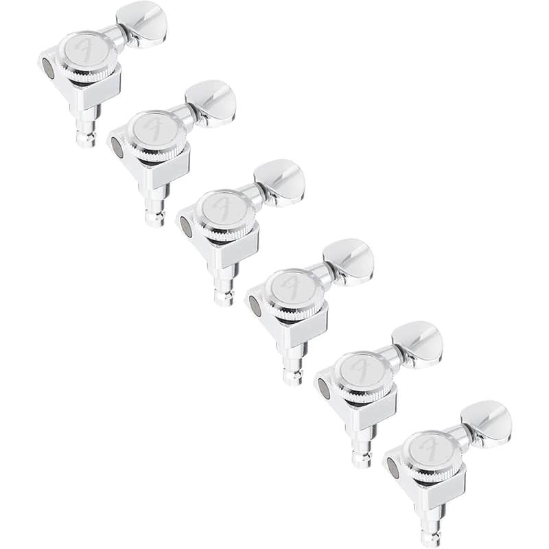 Fender Stratocaster/Telecaster Locking Tuning Machines with Vintage Buttons, Polished Chrome image 1