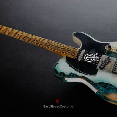 Fender Telecaster 50th Anniversary Olympic White over Blue Zebra Heavy Aged Relic (RARE) image 11