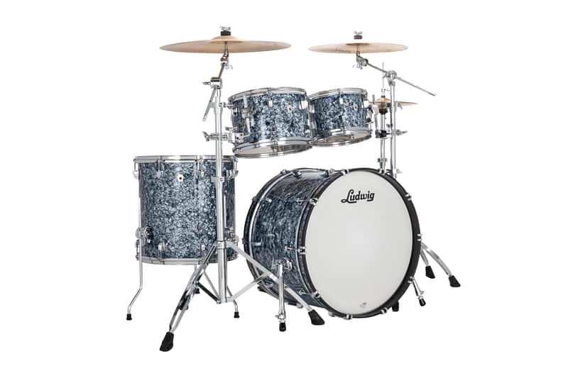 Ludwig NeuSonic Steel Blue Pearl Wrap MOD2 Drums 14x22_16x16_8x12_7x10 Shell Pack Authorized Dealer image 1
