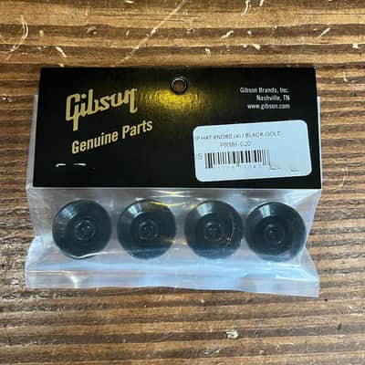 Gibson eflector Top Hat Knobs x4 Black w/Gold Inserts image 2