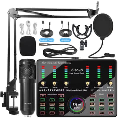 Sound Card Mobile Phone Bluetooth K Song Microphone Condenser Wireless Microphone Sound Card Dedicated Full Set image 6