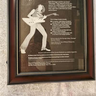 1976 DiMarzio Pickups Promotional Ad Framed Rick Derringer 1958 Gibson Explorer Original
