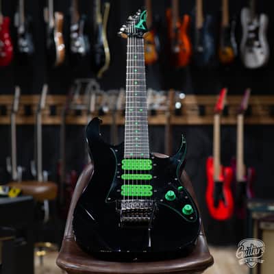 Used Ibanez UV7BK Universe 'Green Dot' 7 String Guitar w/ Case – Black image 1