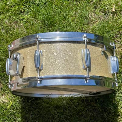 1960's MIJ 14" Gold/Silver Sparkle 5.5x14 Snare Drum Del Rey St. George image 6