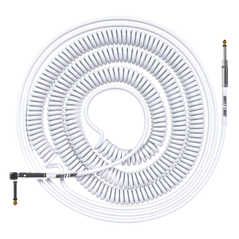 Bullet Cable 10/20 White Straight Coil Cable (30ft) image 1