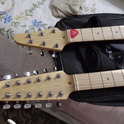Custom Doubleneck Strat style 6/12 string Excellent 2020 - Blue image 3