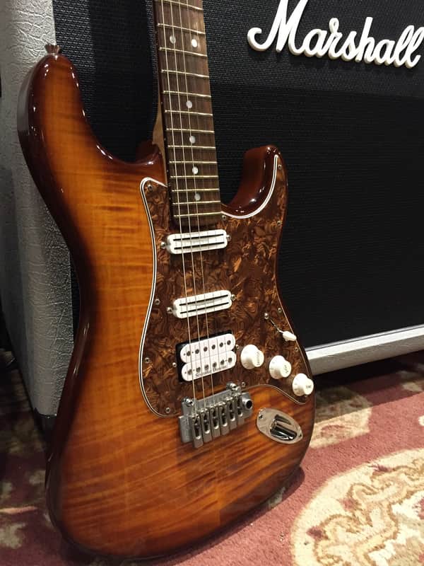 Warmoth Custom Strat 2013 Amber Dye Flame Maple Top Birdseye Maple Neck Seymour Duncan Pickups! image 1