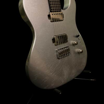 LsL Instruments T Bone 24 Tele, Swamp Ash, Wenge, Custom Shop "Icey" Telecaster, Pale Ice Blue Metallic, Checked Nitro Bad Bone 2, Reversed Headstock image 4