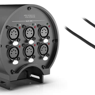 American DJ Data Distro 6-Way DMX/RDM Data Splitter 5-Pin w/Mount Straps+Cable image 1