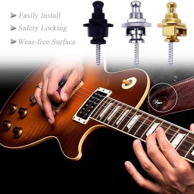 Strap Lock Locking Fastener Strap Metal Button Guitar/Bass Set image 4