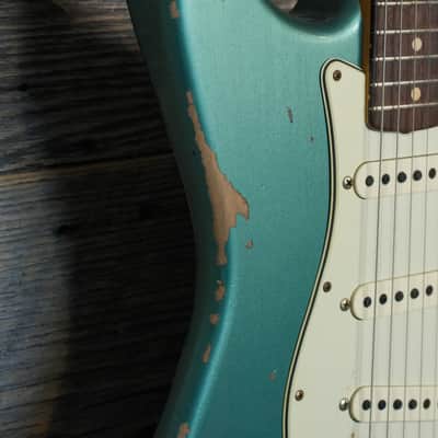 Used Fender Custom Shop 1963 Stratocaster Heavy Relic - Sherwood Metallic w/OHSC image 2