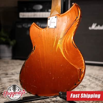 Novo Custom Shop Serus J Baritone Electric Guitar - Candy Apple Orange over 64 3-Tone Burst with Gig Bag image 2