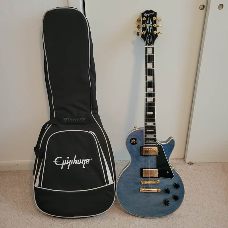 Epiphone Les Paul Custom Center-Exclusive Electric Guitar - Quilt Top Ocean Blue image 1
