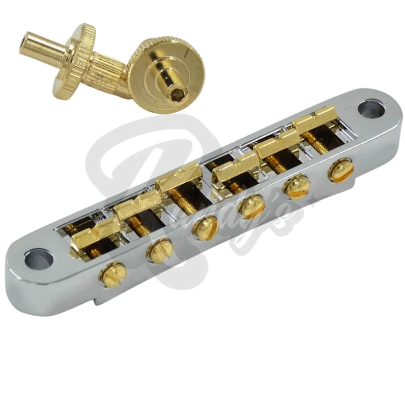 Advanced Plating 1263-24CG NOS Pinnacle Tune-O-Matic (TOM) Two-Tone Bridge & Posts - Fits Gibson®-Chrome & Gold image 1