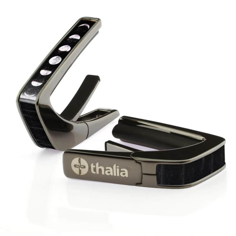 Thalia Black Chrome Guitar Capo - Moon Phases on Pearl image 1