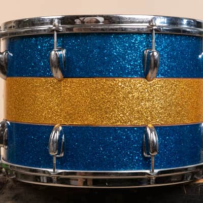 1970s Slingerland 12x15 Blue and Gold Tri Band Tom image 3