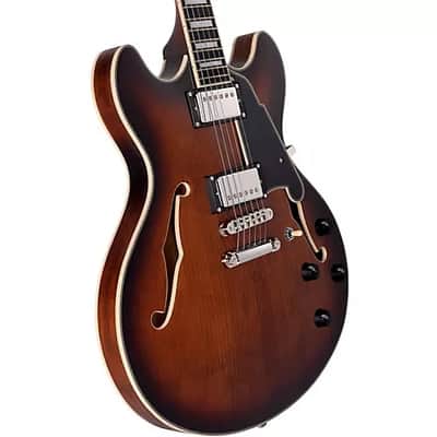 D'Angelico Premier DC Semi-Hollow Electric Guitar Brown Burst image 3