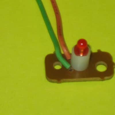 very clean Boss RED LED on a very small rectangle circuit board + green & orange wires (works fine) for Boss compact size pedals - came off of a used 1985 PH-2 Super Phaser pedal) + 2 small pieces of heat shrink tubing (NO: pedal or other items included image 4