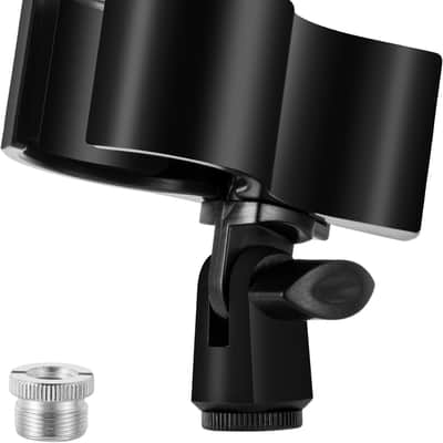 1pcs Large Microphone Clip, Adjustable Mic Holder for Microphones with Outer Diameter Range 1.26" from 2.3", with 5/8" Male to 3/8" Female Screw Adapter(Black) image 1