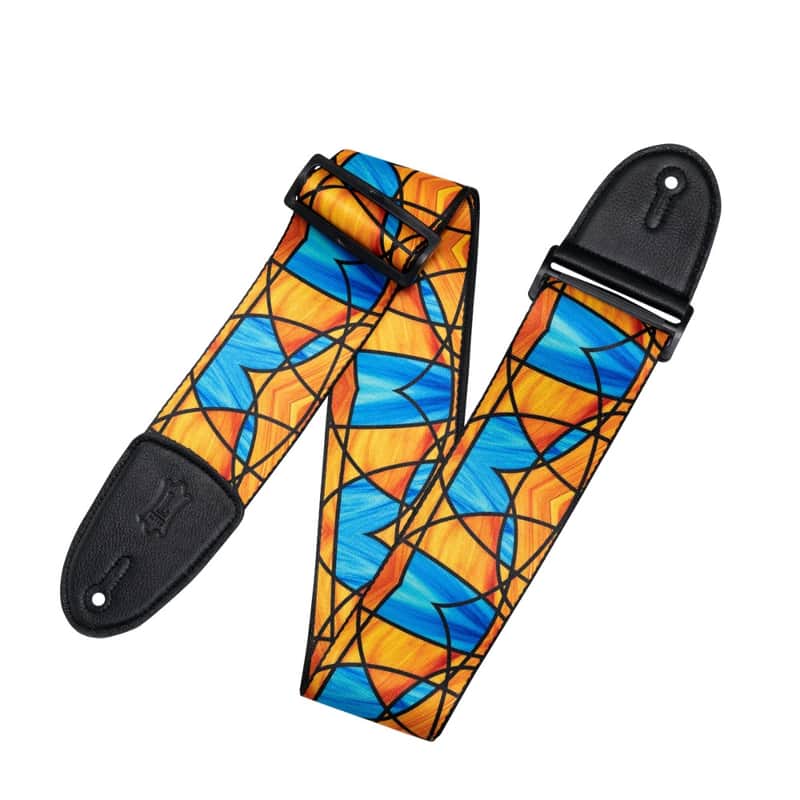 Levy's 3" Stained Glass Pattern Poly Guitar Strap - Orange and Blue image 1