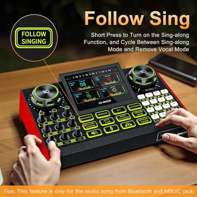 G9 Audio Mixer，Podcast Equipment Live Sound Card for Streaming，Audio Interface DJ Mixer Sound Card/Board Condenser Microphone for Tiktok Gaming Video Content Creator Kit. image 6