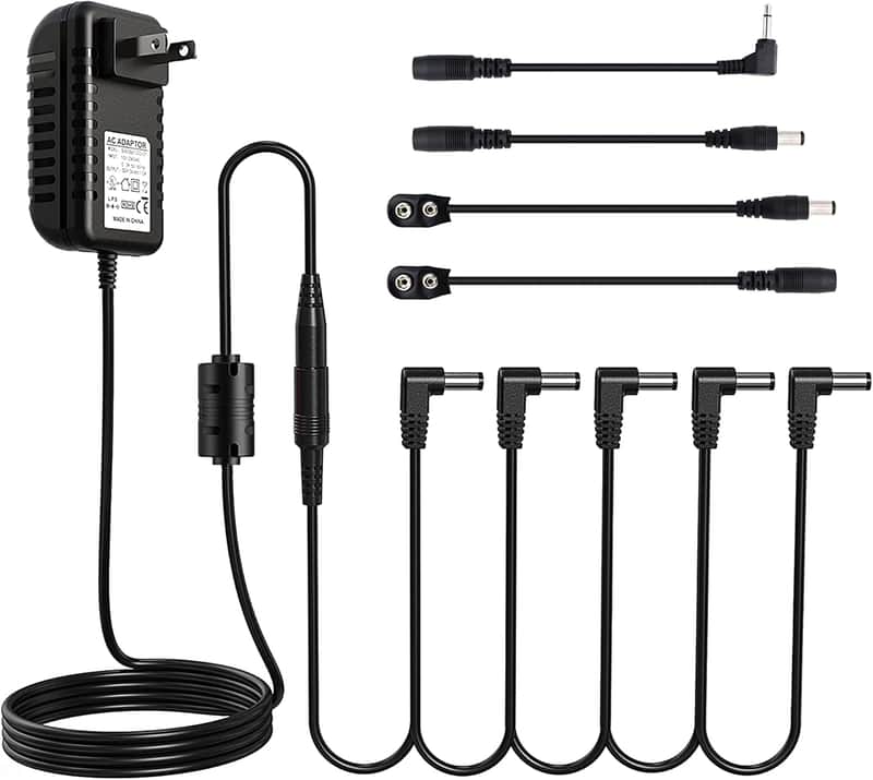 9V Pedal Power Supply Adapter with 5 Way Daisy Chain Cables Fit for 9V DC 1A (1000mA) Negative Tip Guitar Effect Pedal image 1