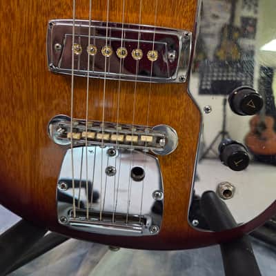 Vintage RARE 1964 Palmer by Kawai Japan Solid Body Twin Gold Foil Guitar Mirror'd Pickguard New Strings Pro Setup Original Soft Shell Case image 3