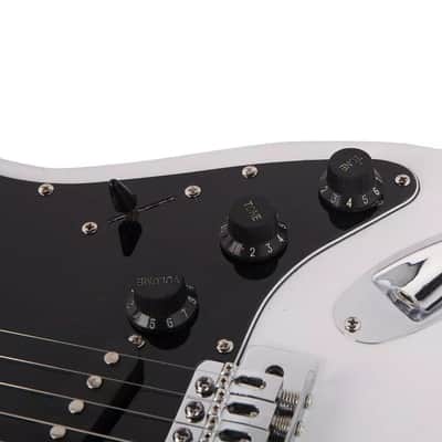 GST Electric Guitar Starter Kit – 6-String, Basswood Body, 20W Amp, White w/ Black Pickguard | Full Beginner Bundle image 5
