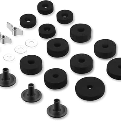 21 Pcs Cymbals Replacement Accessories Cymbal Stand Felts Hi-Hat Clutch Felt Cup with Sleeves, Base Wing Nuts and Washers for Drum Set Black image 1