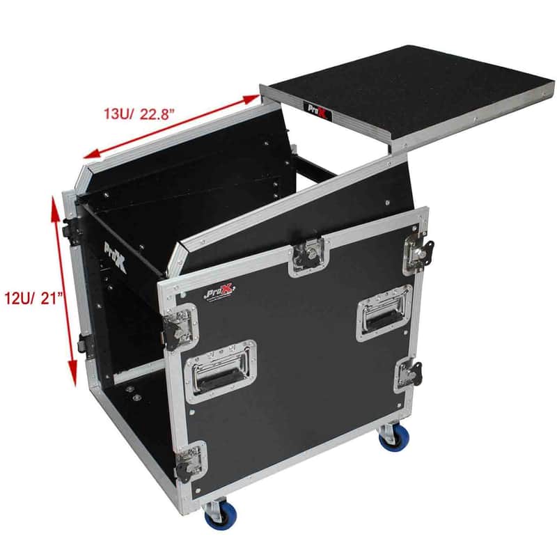 ProX T-12MRSS13ULT DJ Combo Flight Case for 13U Top Mixer-DJ 12U Rack With Laptop Shelf and Casters image 1