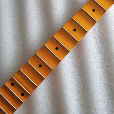 Glossy Finish Maple Guitar Strat Style Neck with Scalloped Fingerboard, Reversed Headstock image 3