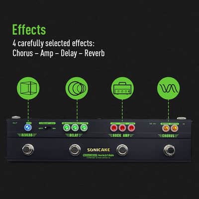 SONICAKE Guitar Multi Effect Pedal Chorus Delay Reverb Distortion Classic Rock Tone Guitar Pedal Rockstage With Cab Sim image 3