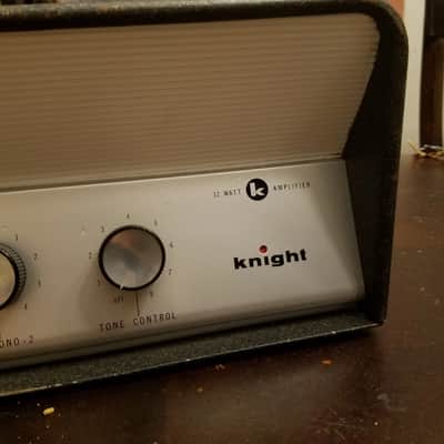 Knight KN3032 32 Watt Tube Amp Head MCM Style PA Phono 1950s Black Silver image 7