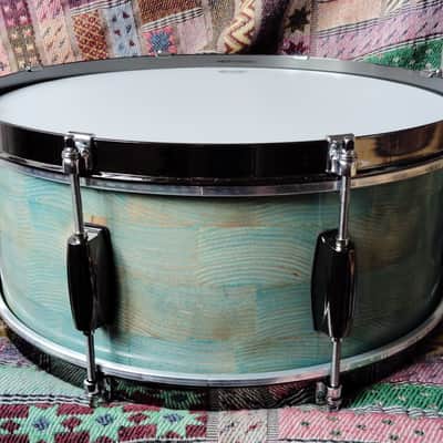 SSS Solid Shell Shop Custom Snare Drum 2025 - Turquoise image 5