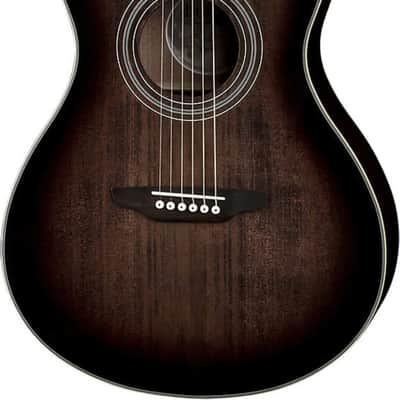 Luna Art Vintage Folk Left-Handed Grand Concert Acoustic Guitar, Solid Spruce Top, Distressed Vintage Brownburst image 1