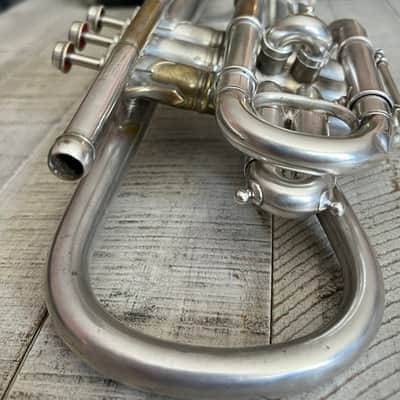 1912 C.G. Conn “Wonder” Cornet – Silver Plate – Engraved Bell – Plays Well – Elkhart, Ind. image 7